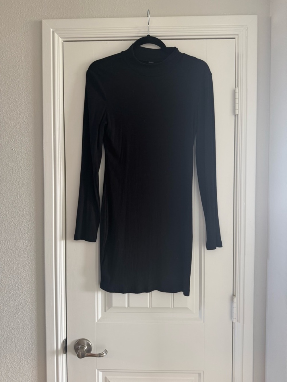 SHEIN Black Long Sleeve Mock Neck Dress